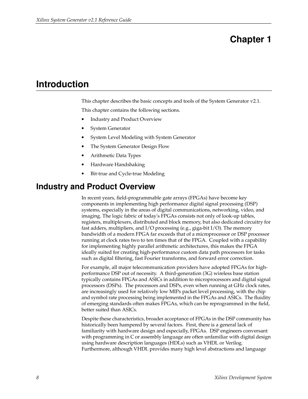 Xilinx V2.1 manual Chapter Introduction, Industry and Product Overview 