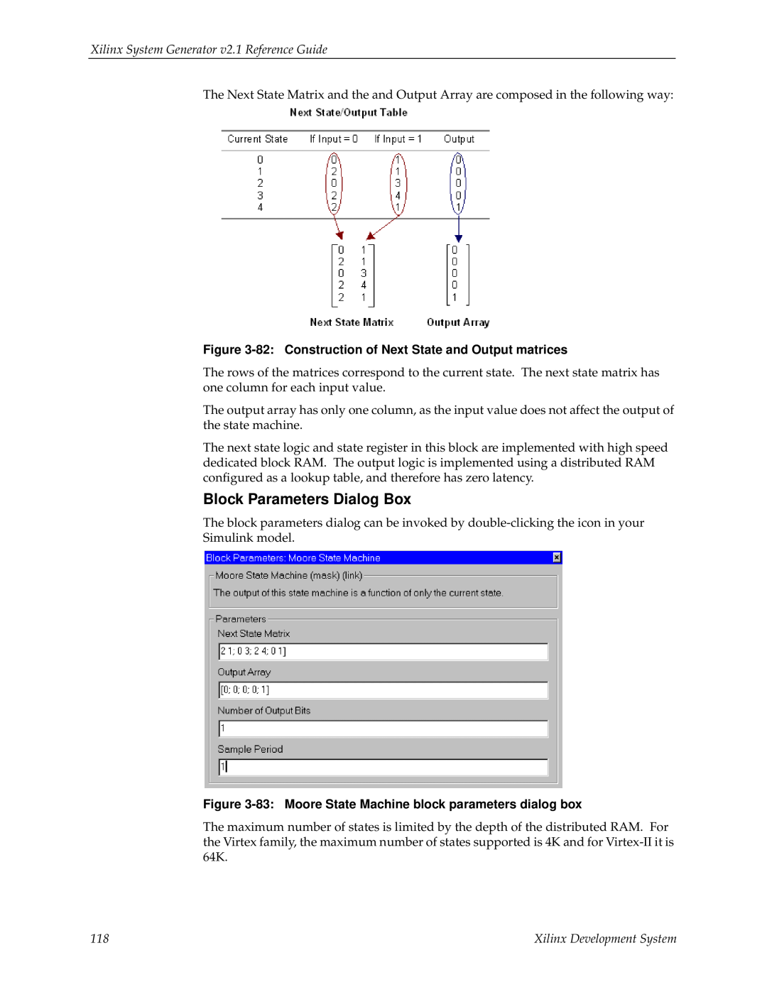 Xilinx V2.1 manual Block Parameters Dialog Box, Xilinx System Generator v2.1 Reference Guide, Xilinx Development System 