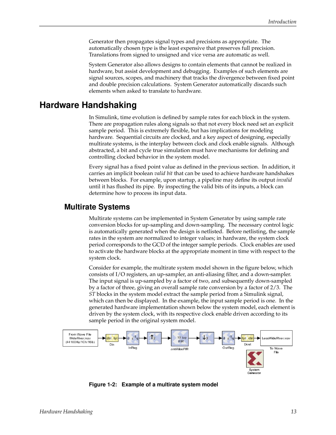 Xilinx V2.1 manual Hardware Handshaking, Multirate Systems, Introduction 
