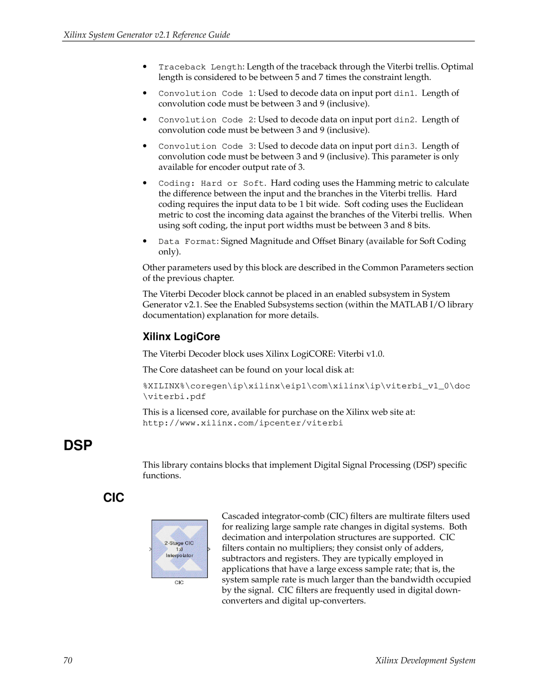Xilinx V2.1 manual Xilinx LogiCore, Xilinx System Generator v2.1 Reference Guide, Xilinx Development System 