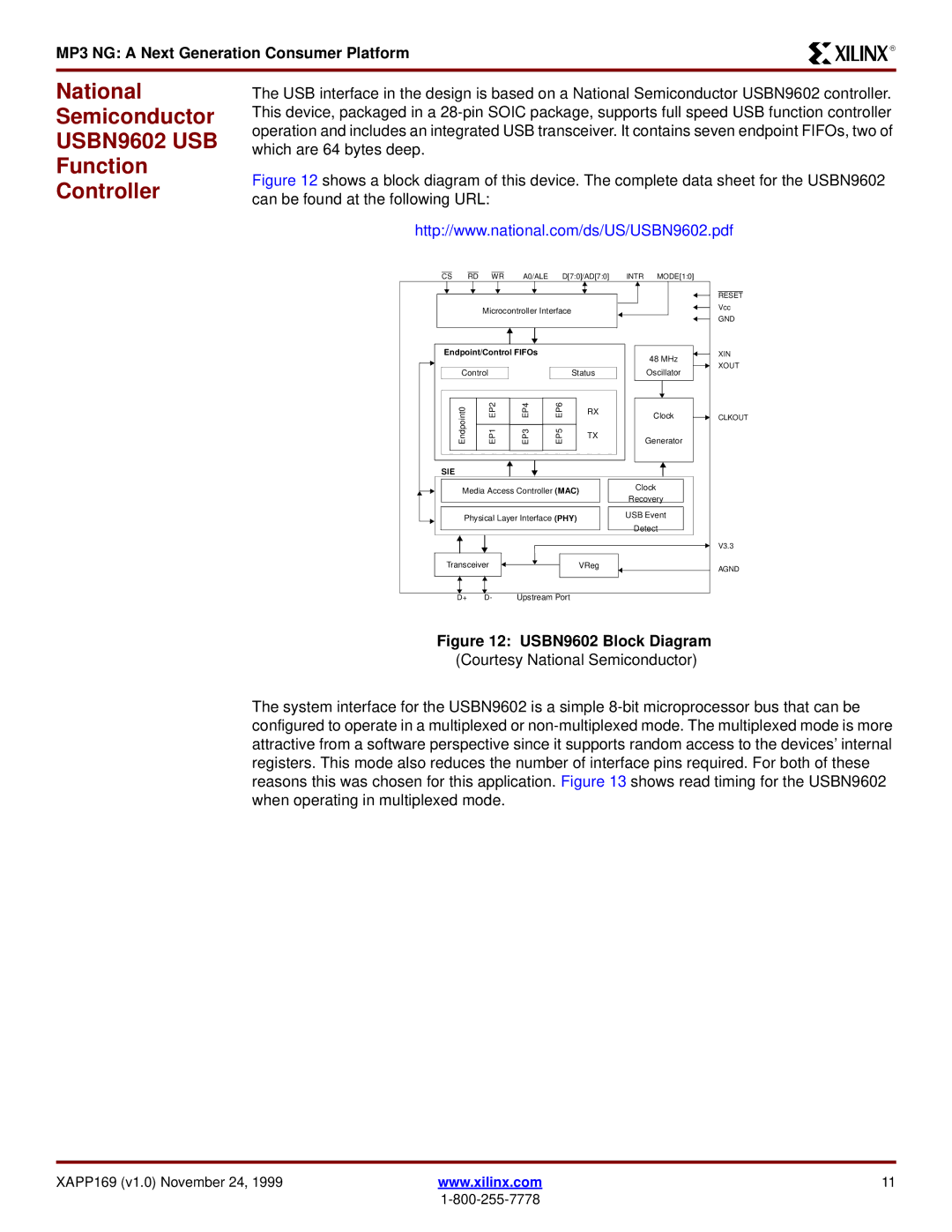 Xilinx XAPP169 manual National Semiconductor, Function Controller 