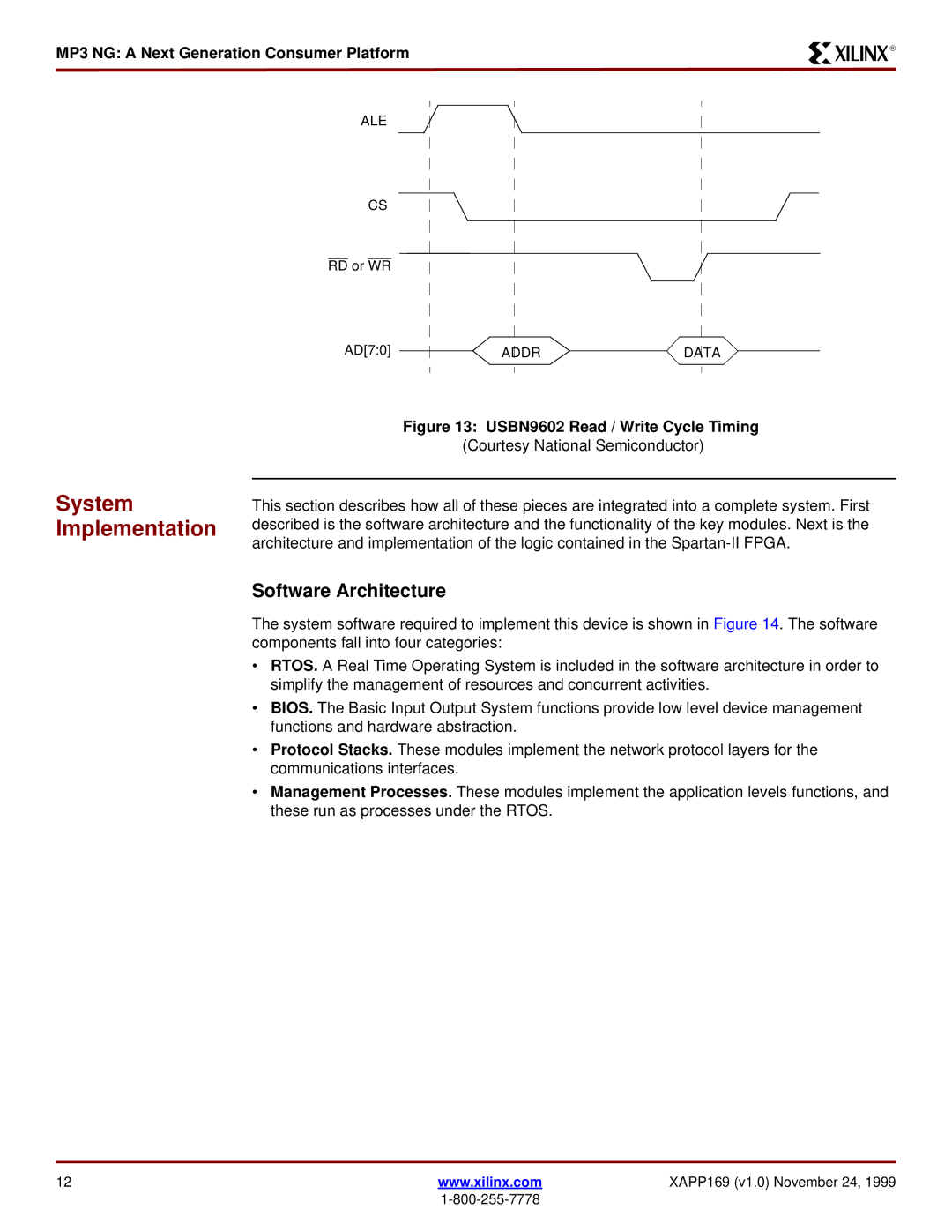 Xilinx XAPP169 manual System Implementation, Software Architecture 