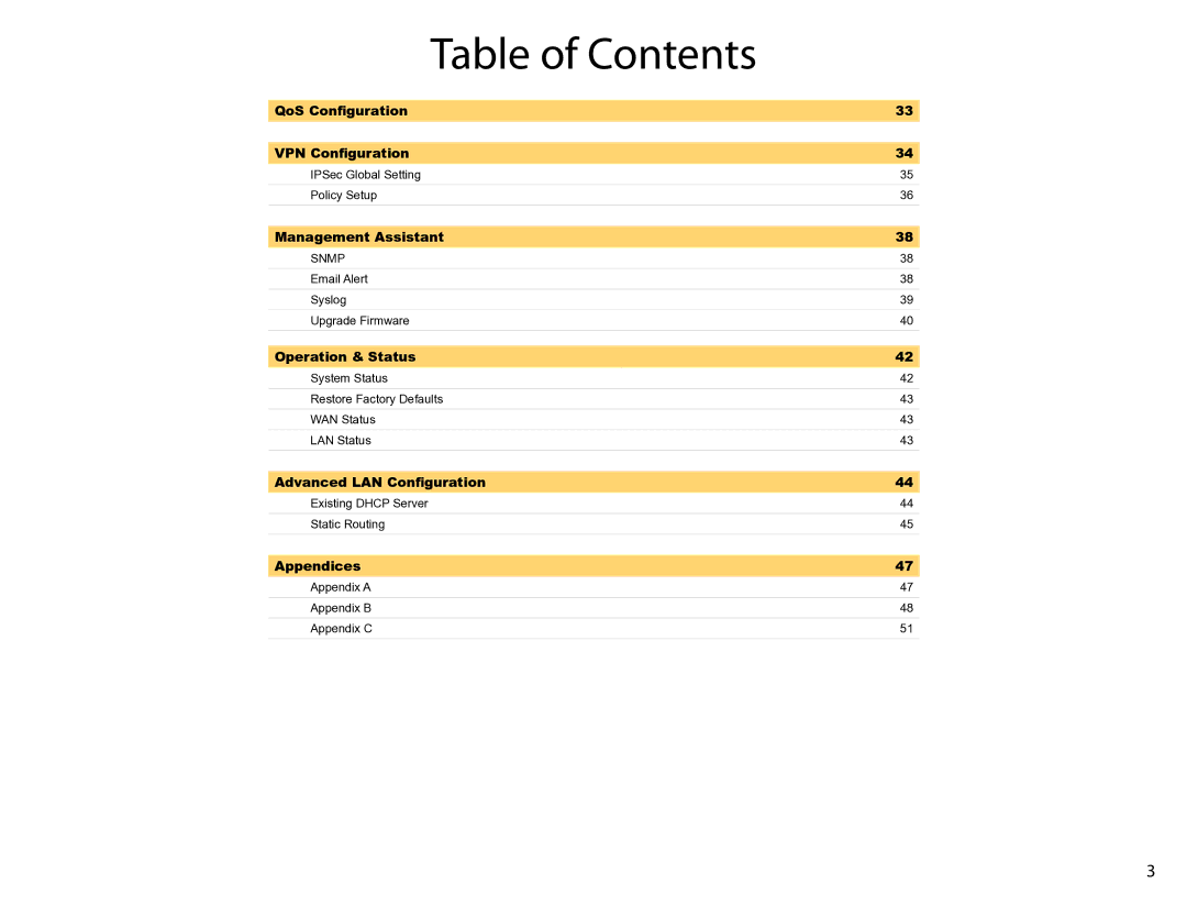 XiNCOM XC-DPG503 manual QoS Conﬁguration VPN Conﬁguration 