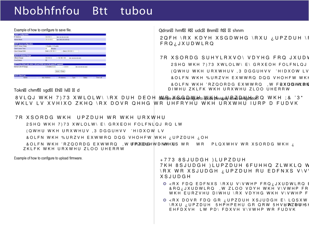 XiNCOM XC-DPG503 manual Uploading the Firmware, To upload the ﬁrmware to the router, Restoring Saved Conﬁguration 