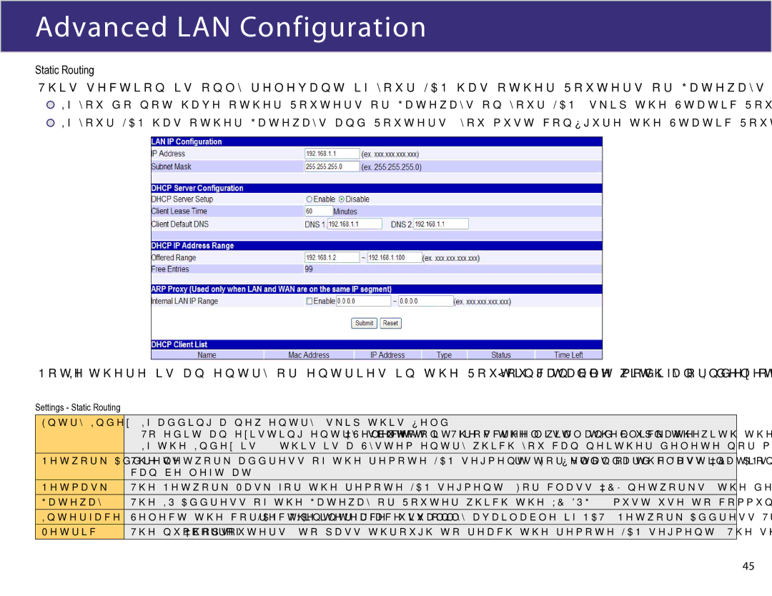 XiNCOM XC-DPG503 manual Advanced LAN Configuration, Static Routing 