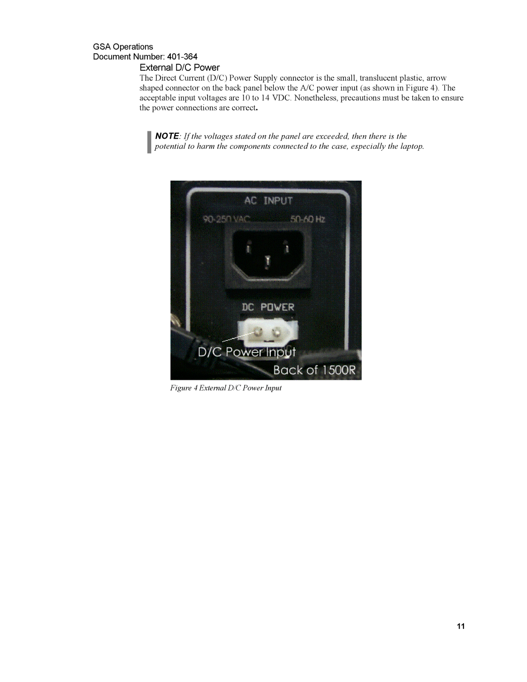 Xircom 1500 manual External D/C Power Input 