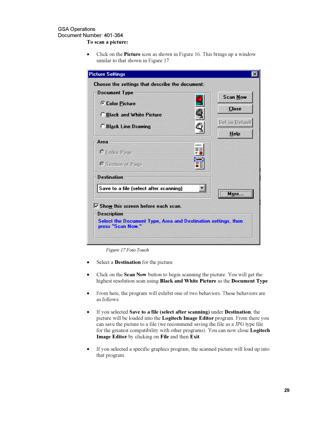 Xircom 1500 manual To scan a picture, Foto Touch 