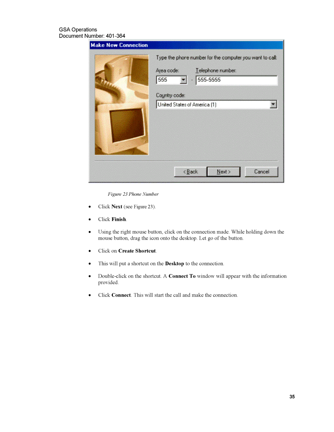 Xircom 1500 manual Click on Create Shortcut, Phone Number 