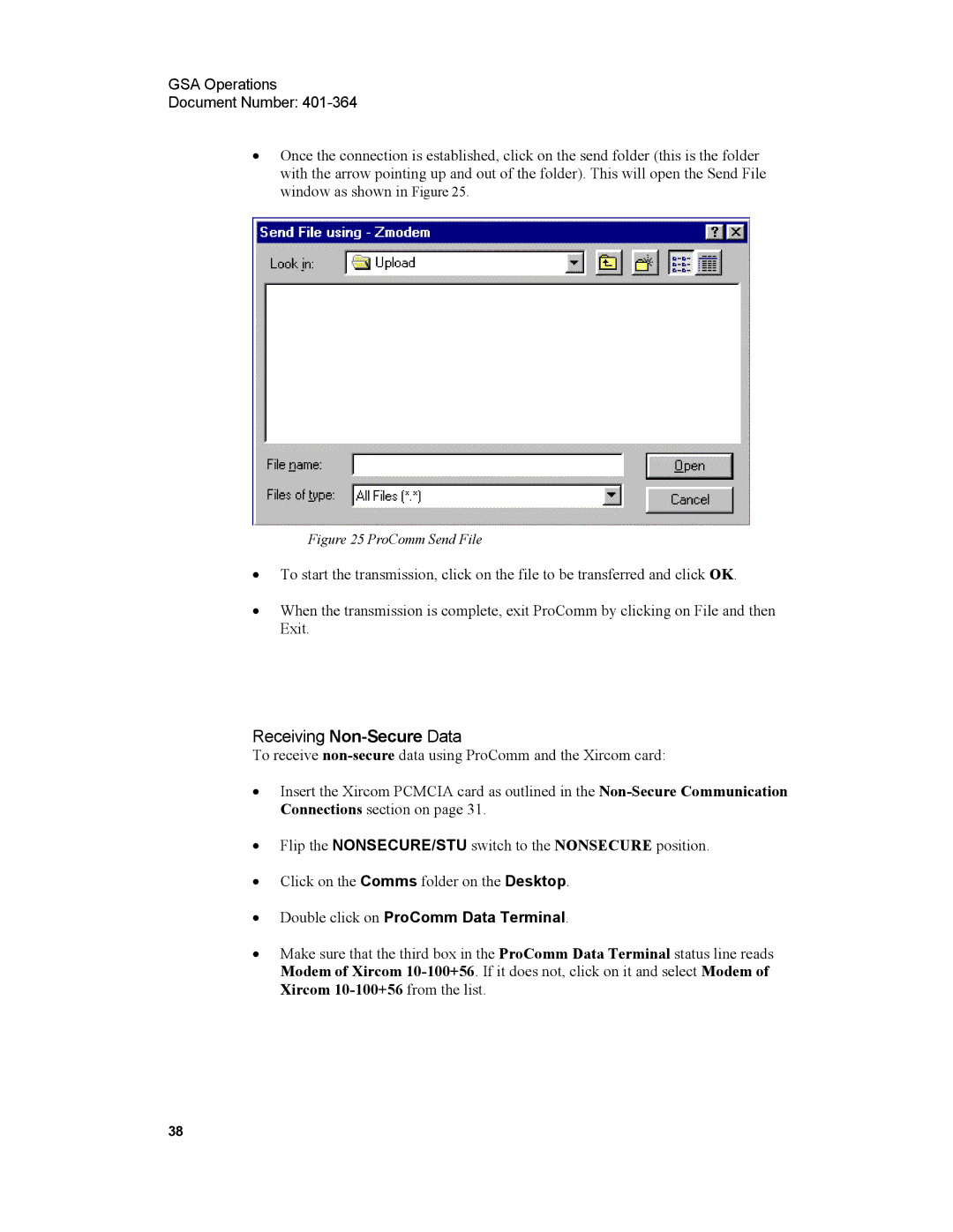 Xircom 1500 manual Receiving Non-SecureData, Double click on ProComm Data Terminal 