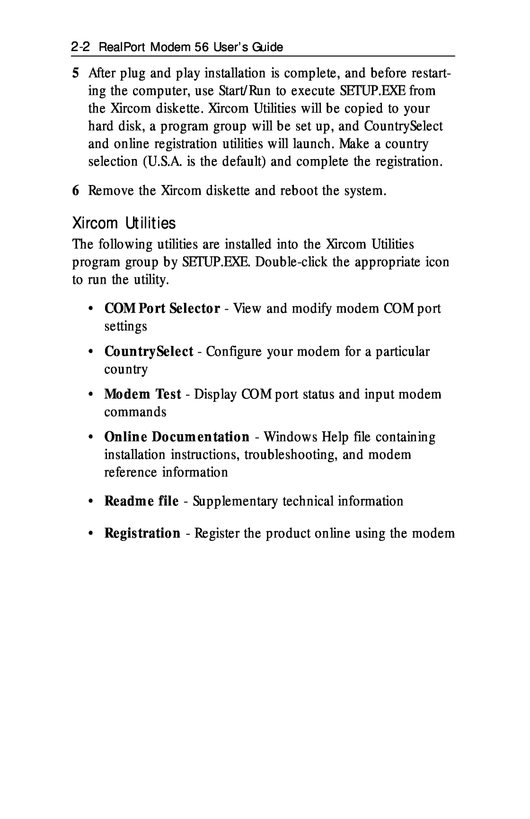 Xircom RM56V1 manual Xircom Utilities 