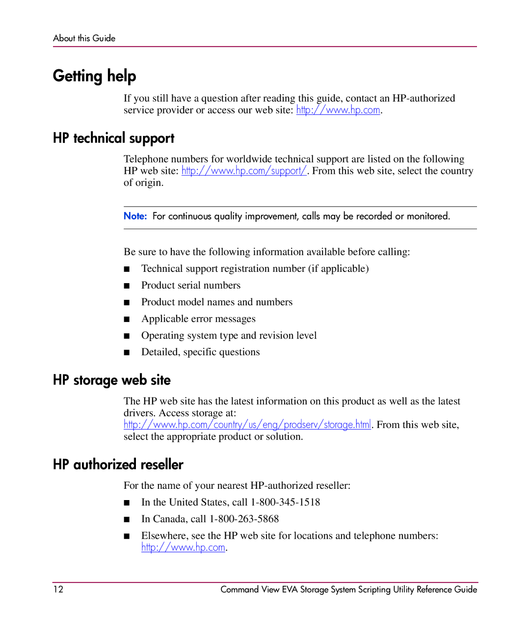 XM Satellite Radio AA-RU5HC-TE manual Getting help, HP technical support 