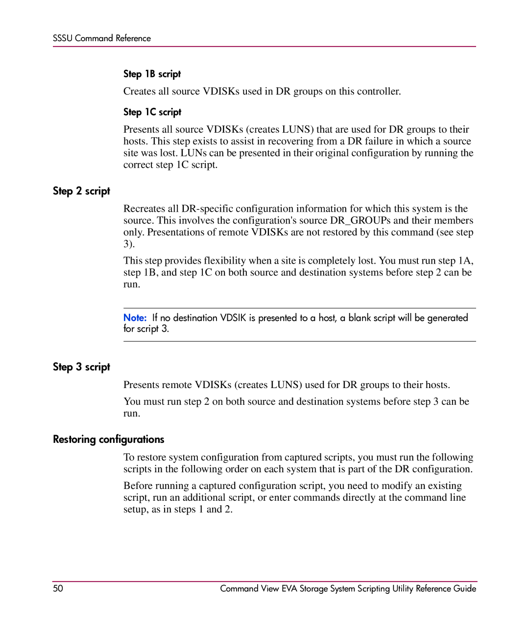 XM Satellite Radio AA-RU5HC-TE manual Script, Restoring configurations 