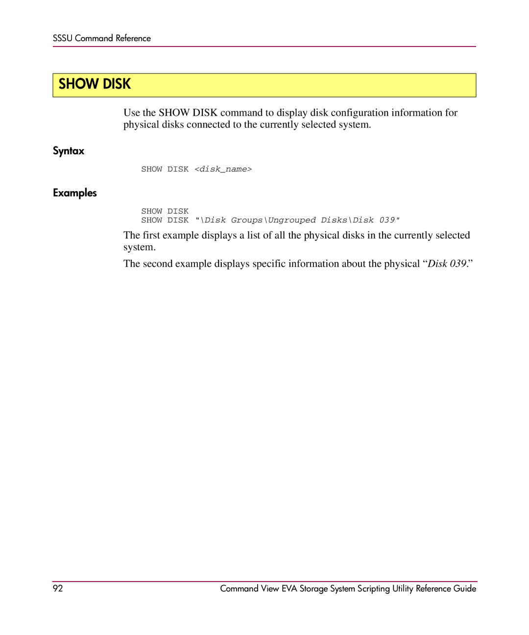 XM Satellite Radio AA-RU5HC-TE manual Show Disk, Examples 