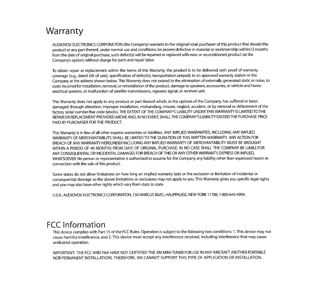 XM Satellite Radio CNP2000 manual 