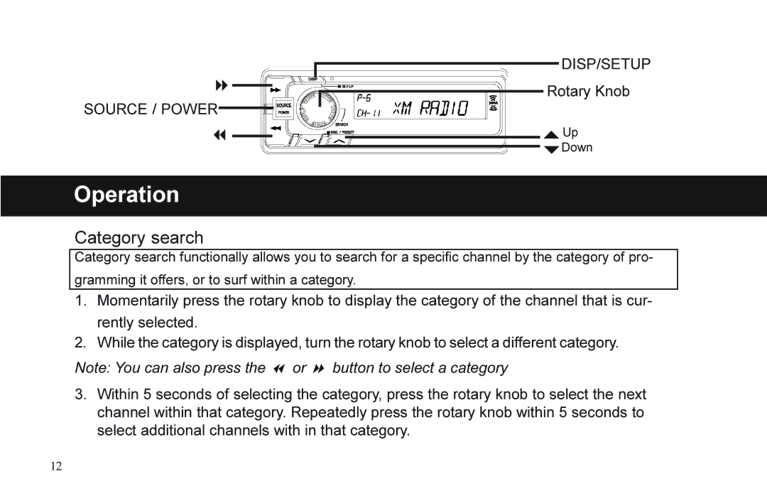 XM Satellite Radio P/N 08A15-1E1-000 manual Category search 