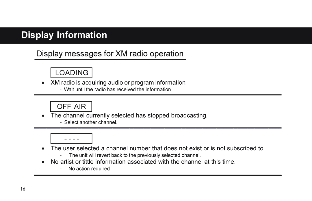 XM Satellite Radio P/N 08A15-1E1-000 manual Loading 