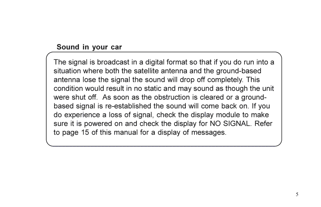 XM Satellite Radio P/N 08A15-1E1-000 manual Sound in your car 