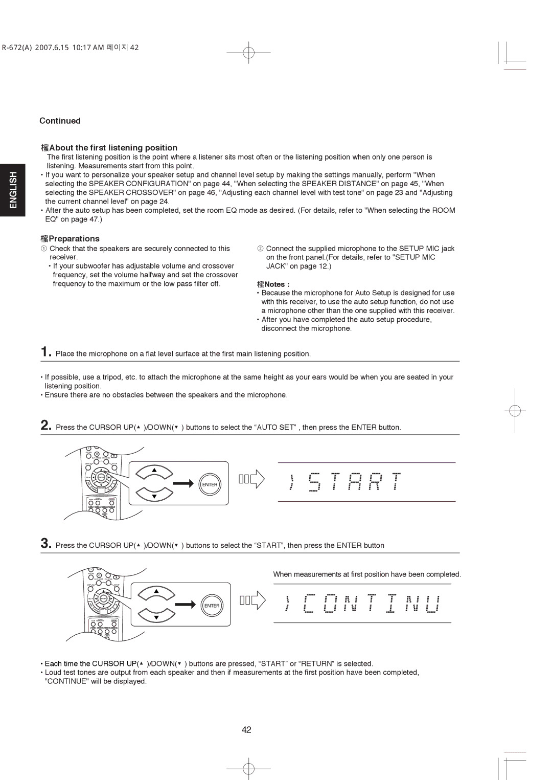 XM Satellite Radio R-672 manual About the first listening position, Preparations 