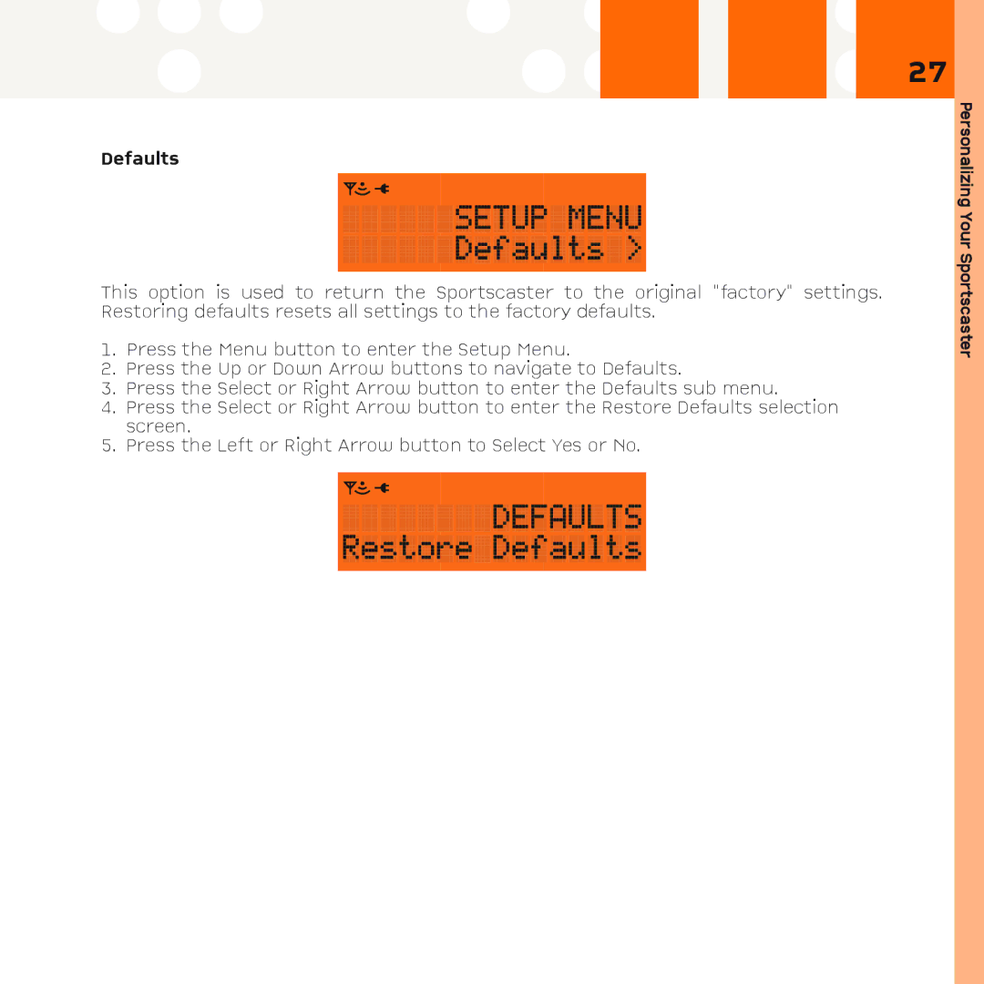 XM Satellite Radio R101 manual Defaults 