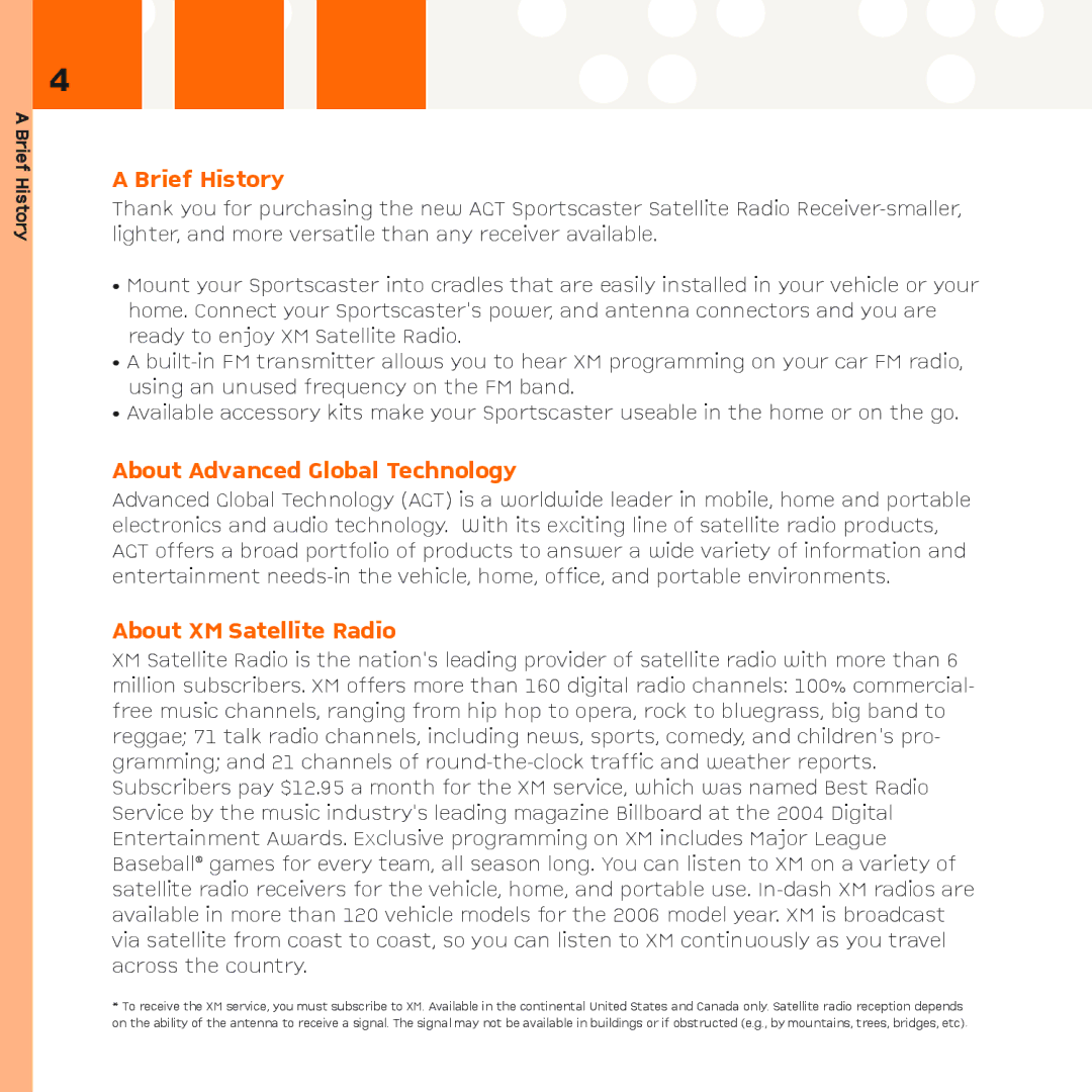 XM Satellite Radio R101 manual About Advanced Global Technology, About XM Satellite Radio 