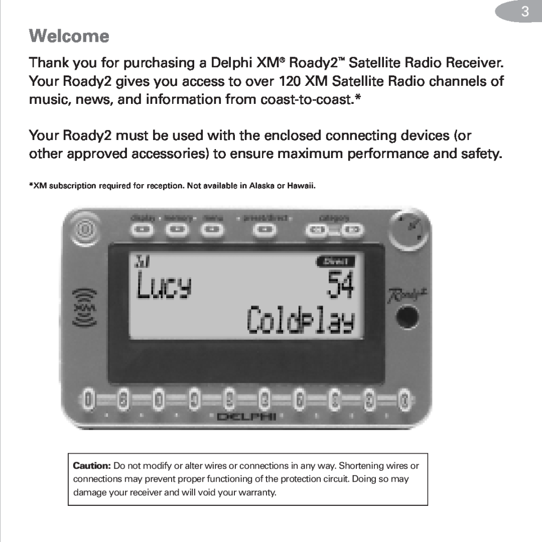 XM Satellite Radio SA10085 manual Welcome 