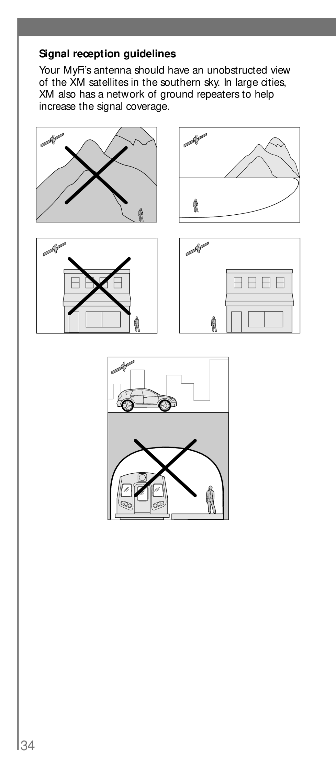 XM Satellite Radio SA10113 manual Signal reception guidelines 