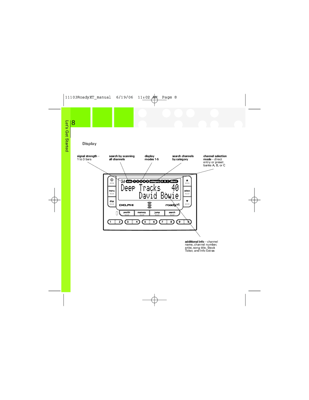 XM Satellite Radio SA10175 manual Display 