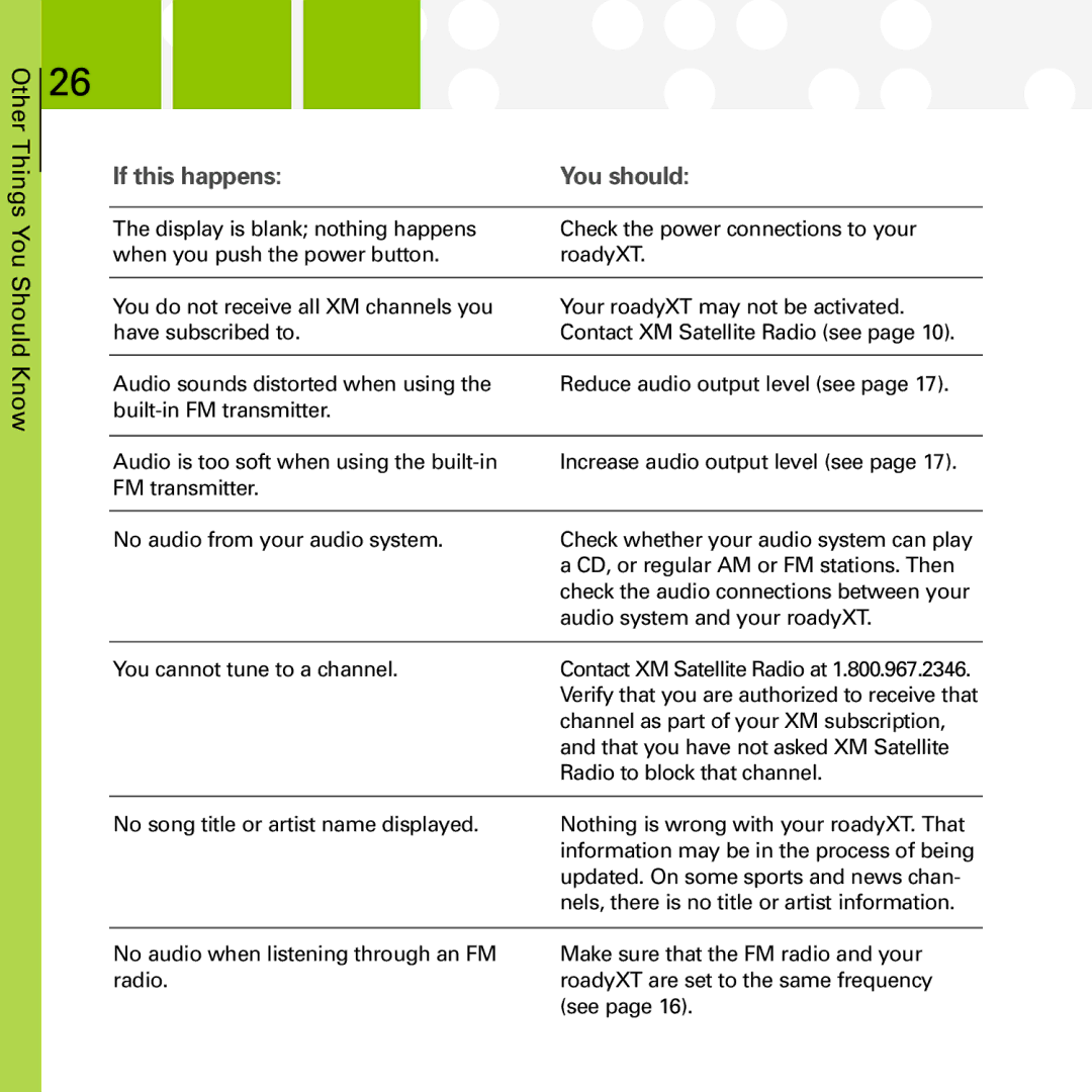 XM Satellite Radio SA10177 manual If this happens You should 