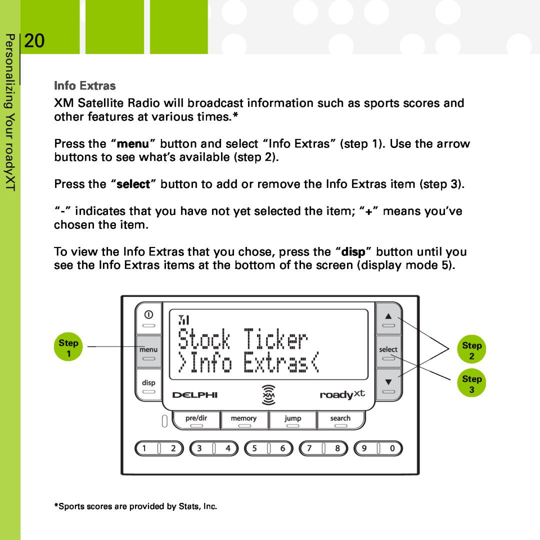 XM Satellite Radio SA10177 manual Info Extras 