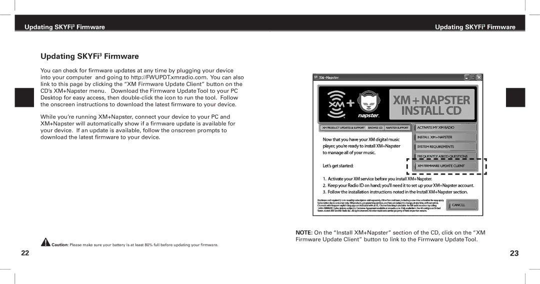 XM Satellite Radio Satellite Radio Digital Audio Player manual Updating SKYFi3 Firmware 