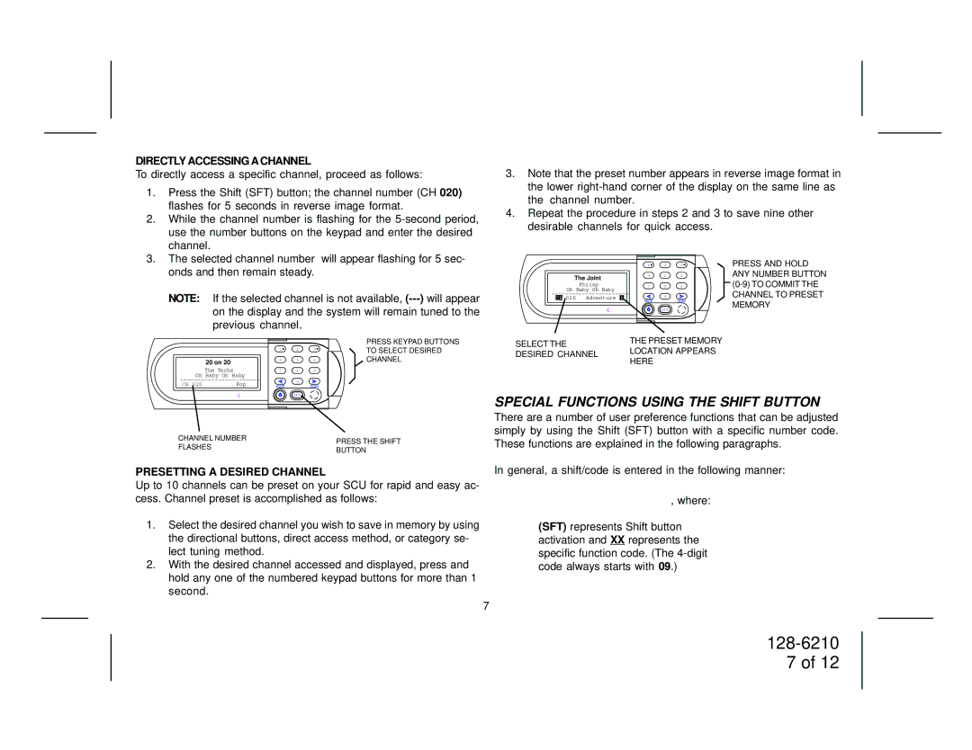 XM Satellite Radio SRXM-001 manual Directly Accessing a Channel, Presetting a Desired Channel 