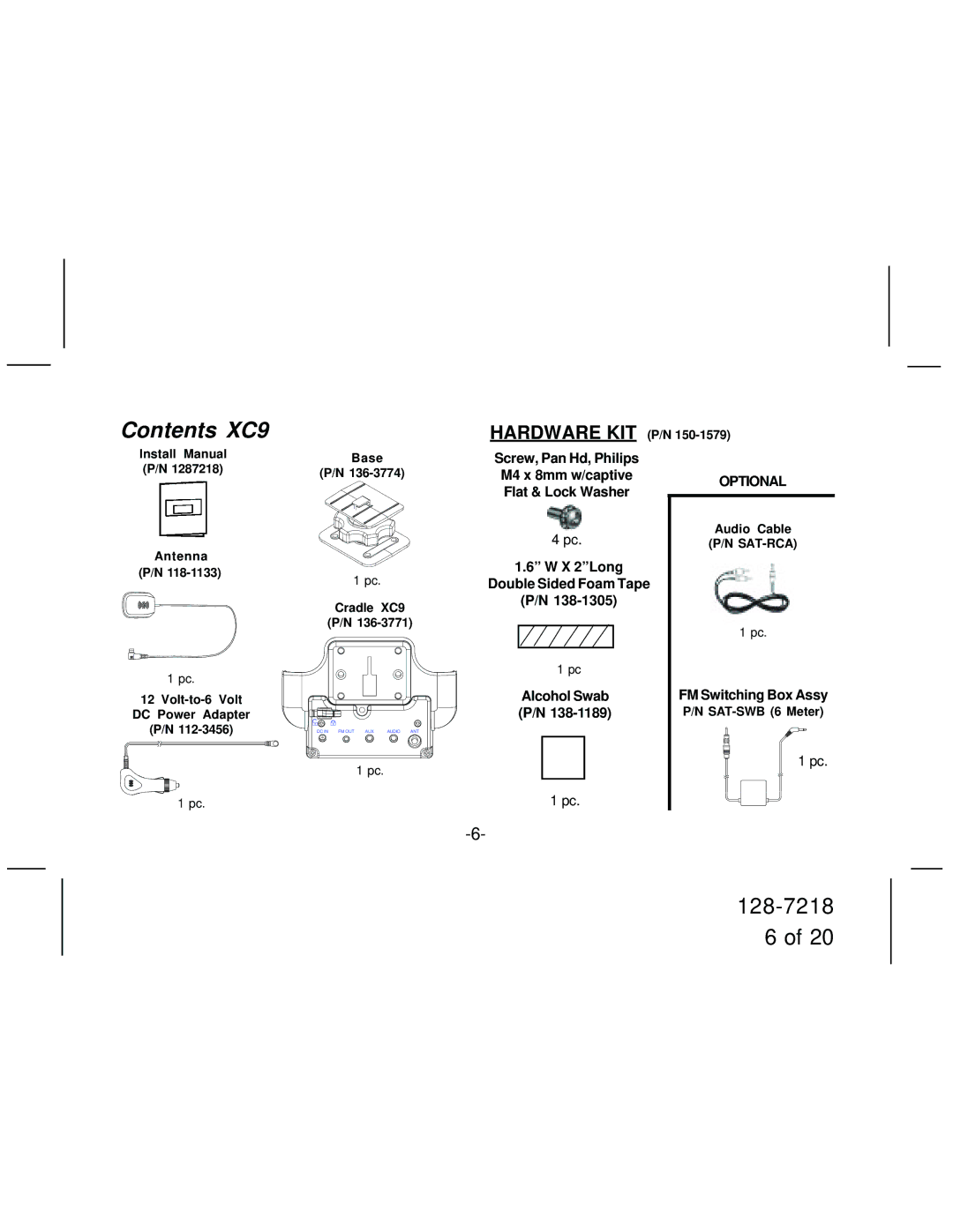 XM Satellite Radio manual Contents XC9 