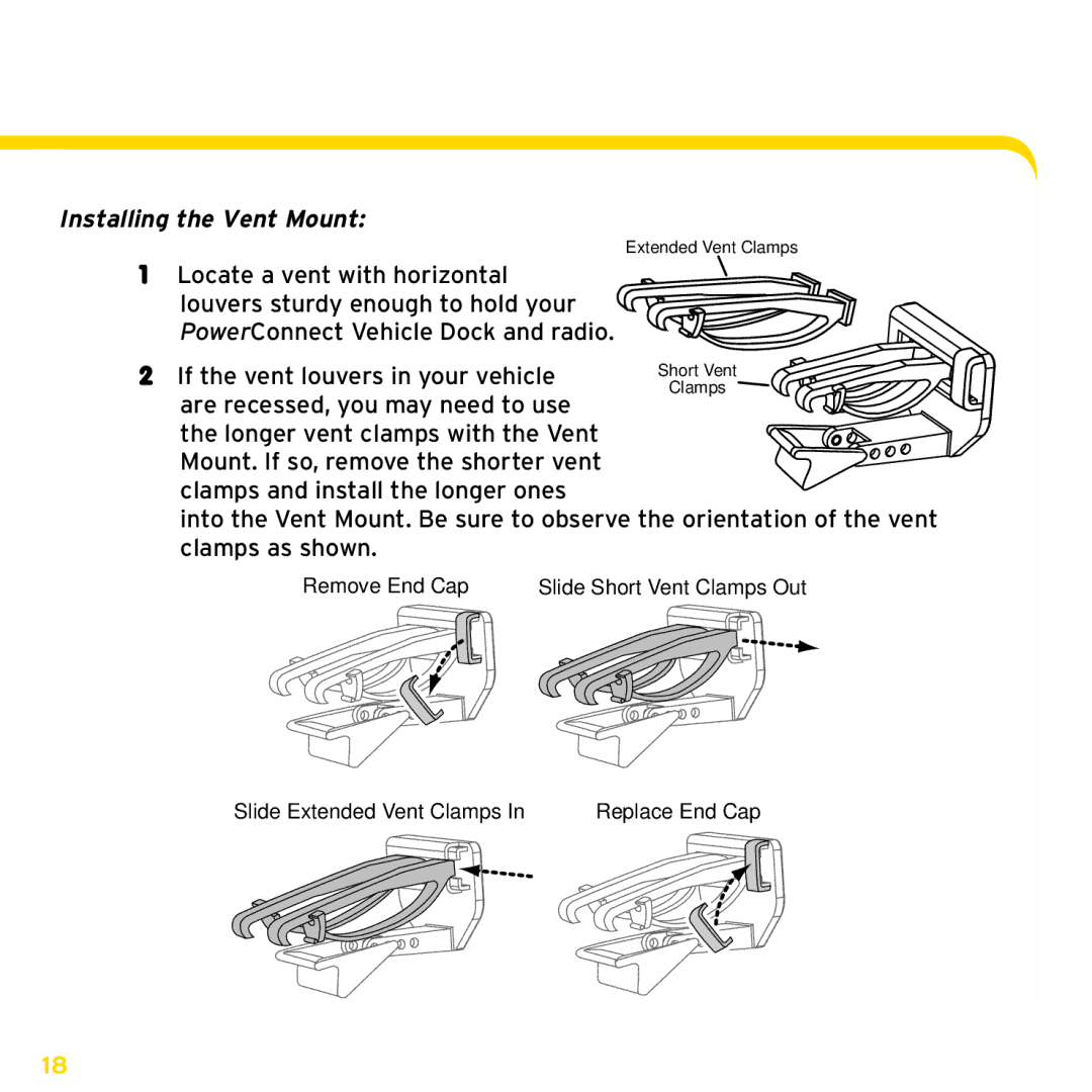 XM Satellite Radio XDNX1V1, XDNX1UG manual Installing the Vent Mount 