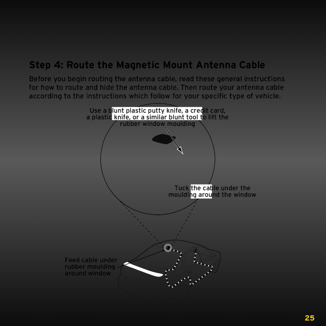 XM Satellite Radio XDNX1UG, XDNX1V1 manual Route the Magnetic Mount Antenna Cable 