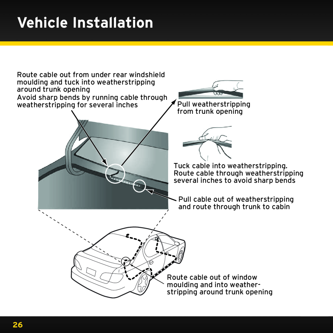 XM Satellite Radio XDNX1V1, XDNX1UG manual Vehicle Installation, Pull weatherstripping from trunk opening 