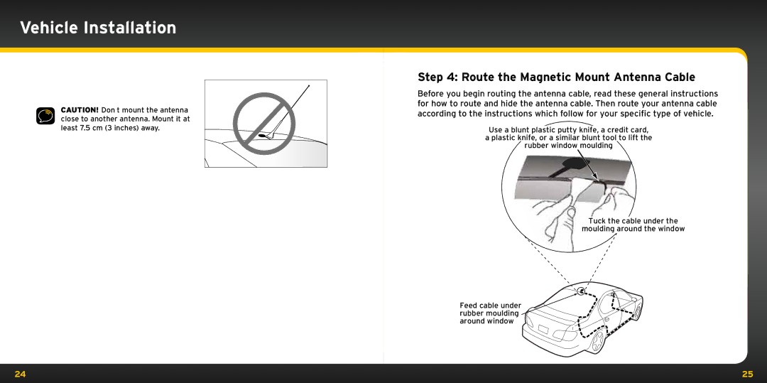 XM Satellite Radio XDNX1V1KC manual Route the Magnetic Mount Antenna Cable 