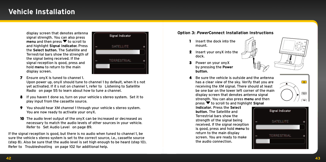 XM Satellite Radio XDNX1V1KC manual Option 3 PowerConnect Installation Instructions 