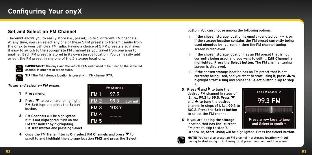 XM Satellite Radio XDNX1V1KC manual Set and Select an FM Channel, 97.9, 103.7, To set and select an FM preset 