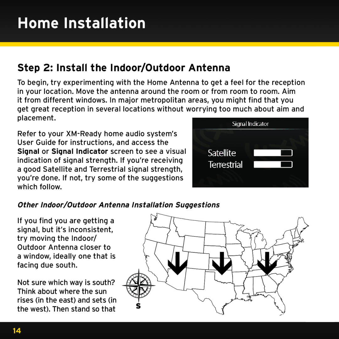 XM Satellite Radio XHD2KUG0809 Install the Indoor/Outdoor Antenna, Other Indoor/Outdoor Antenna Installation Suggestions 