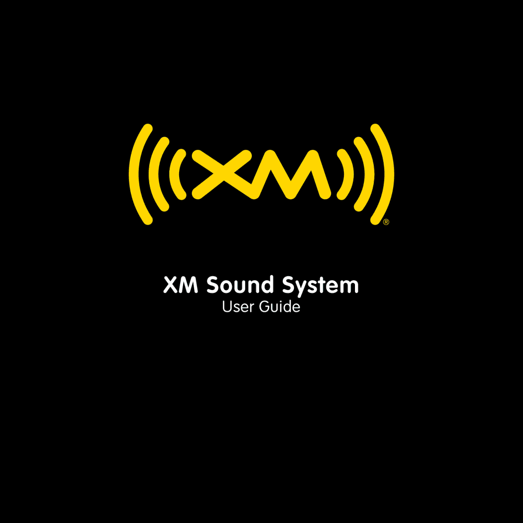 XM Satellite Radio XMBB1 manual XM Sound System 