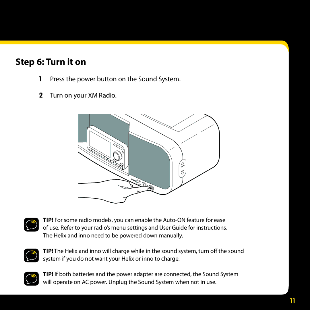 XM Satellite Radio XMBB1 manual Turn it on 