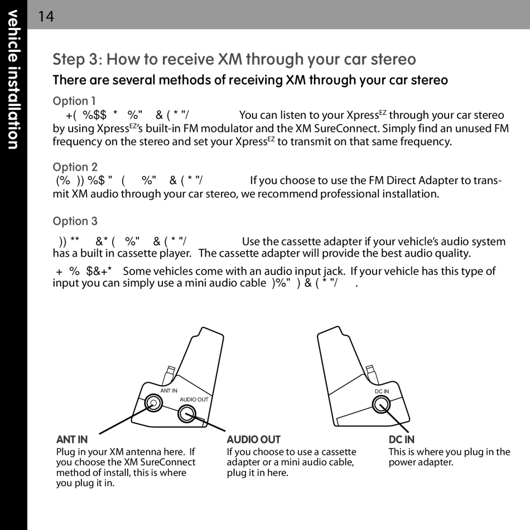 XM Satellite Radio XMCK-5P manual How to receive XM through your car stereo 