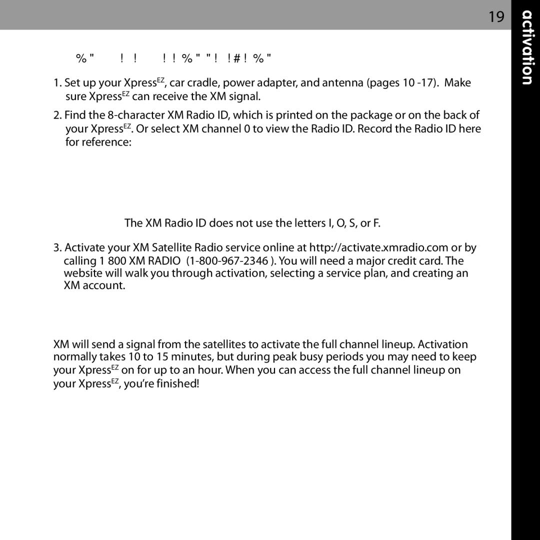 XM Satellite Radio XMCK-5P manual Sure XpressEZ can receive the XM signal 