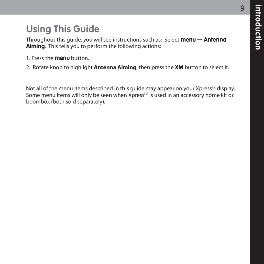 XM Satellite Radio XMCK-5P manual Using This Guide 