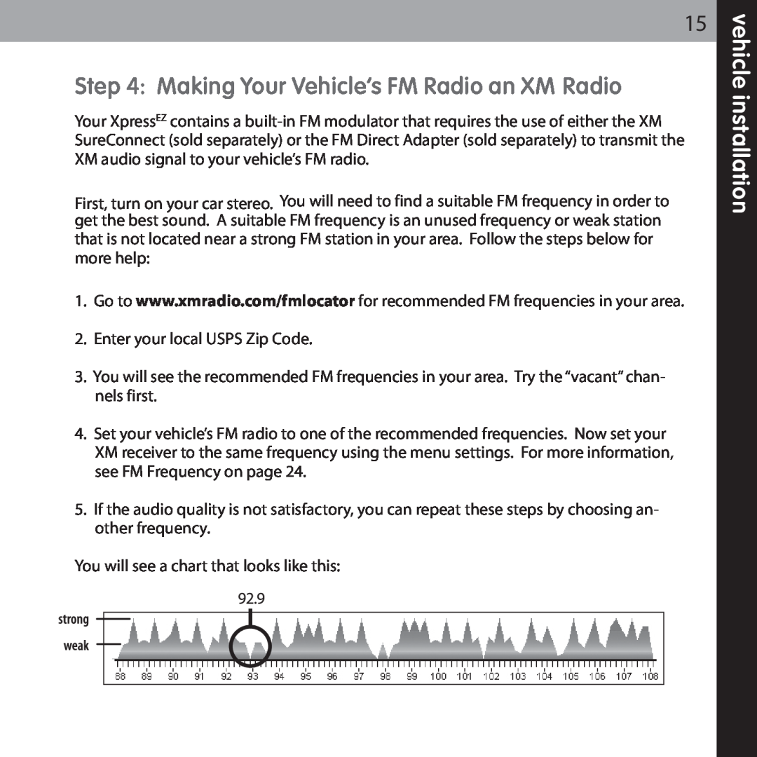 XM Satellite Radio XMCK-5P manual vehicle installation, Enter your local USPS Zip Code 