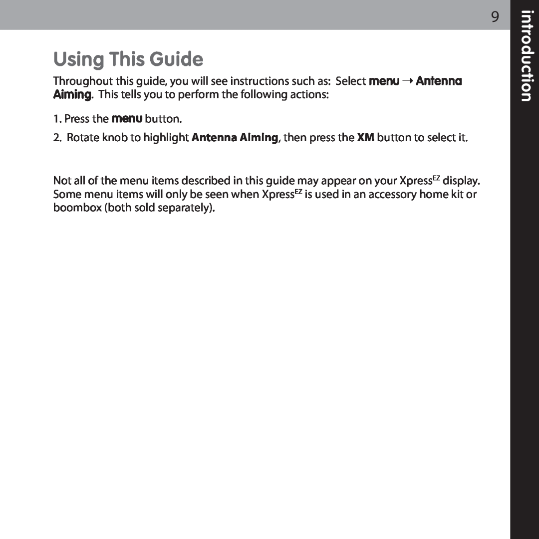 XM Satellite Radio XMCK-5P manual Using This Guide 