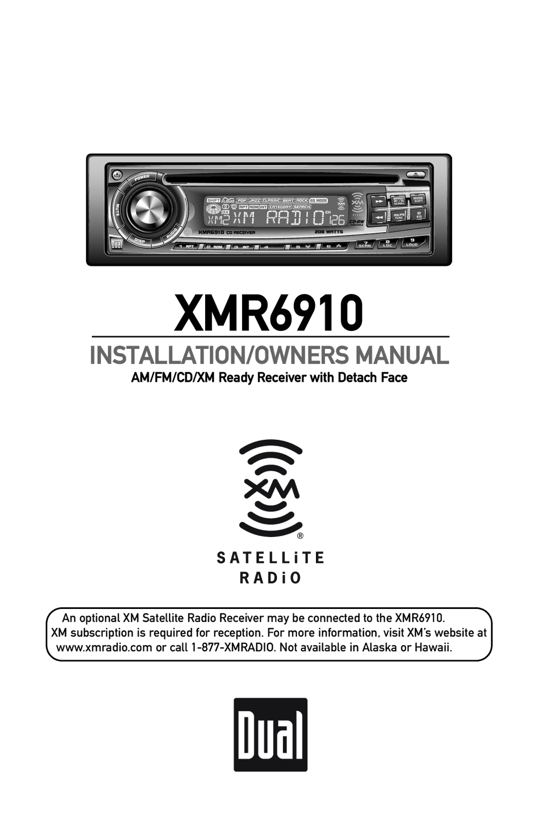 XM Satellite Radio XMR6910 owner manual 