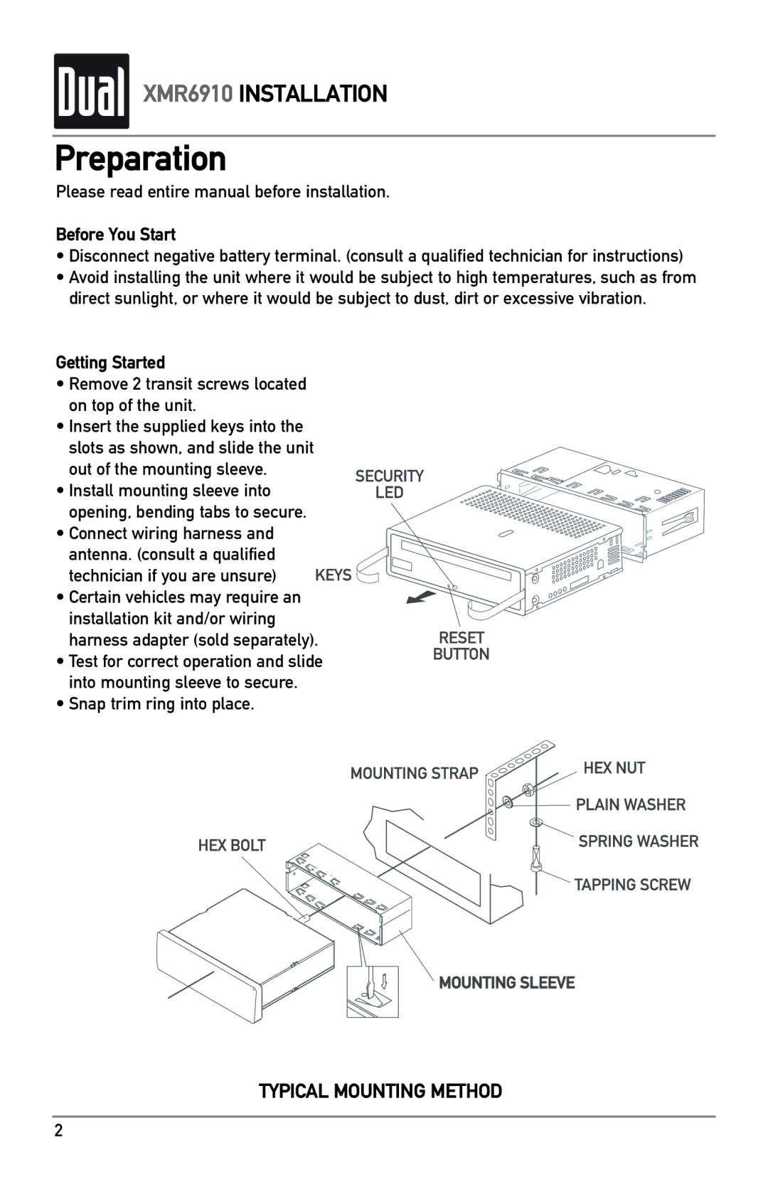 XM Satellite Radio XMR6910 owner manual Preparation, Before You Start, Getting Started 