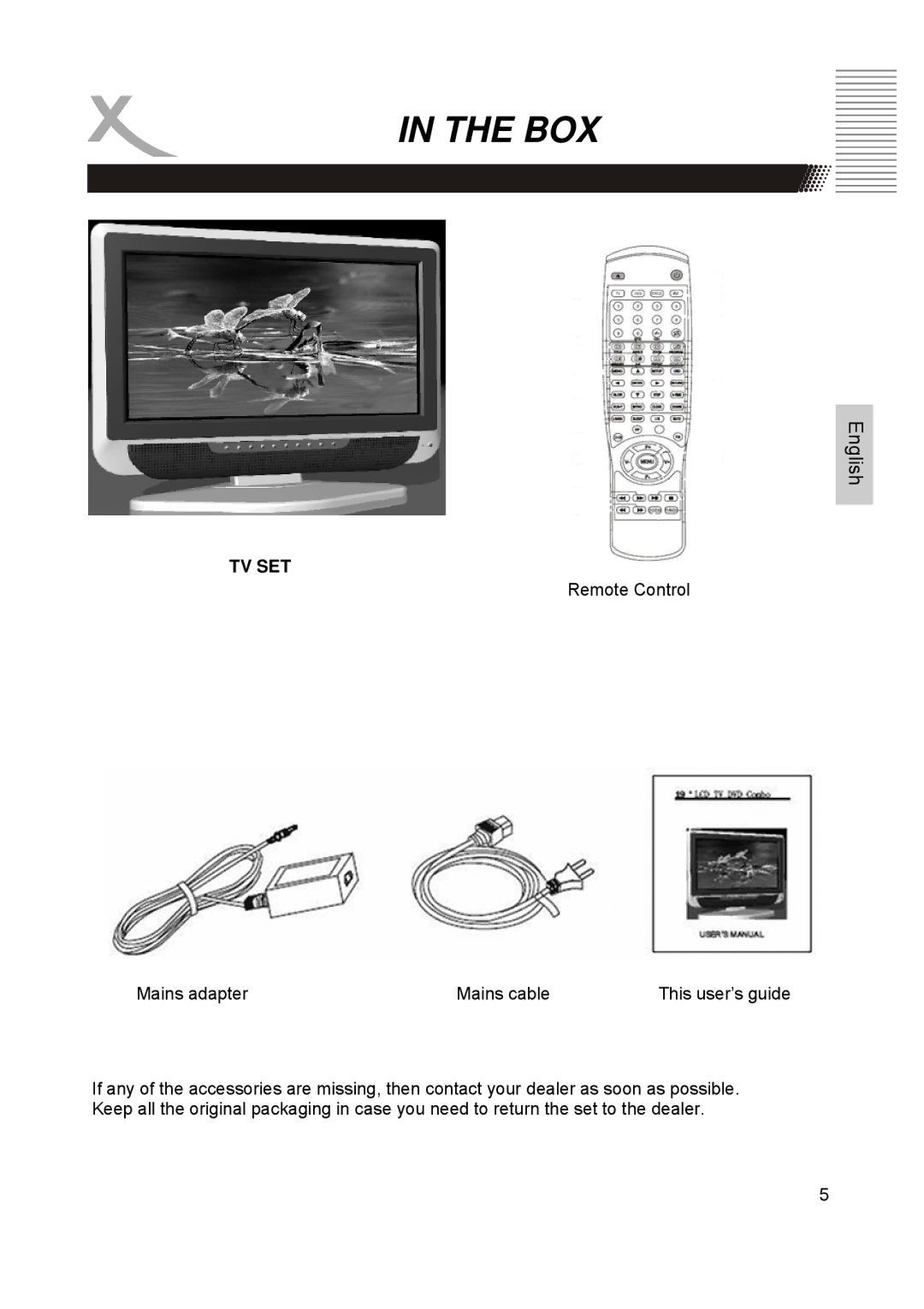 Xoro HTC1900D manual Box, Tv Set 