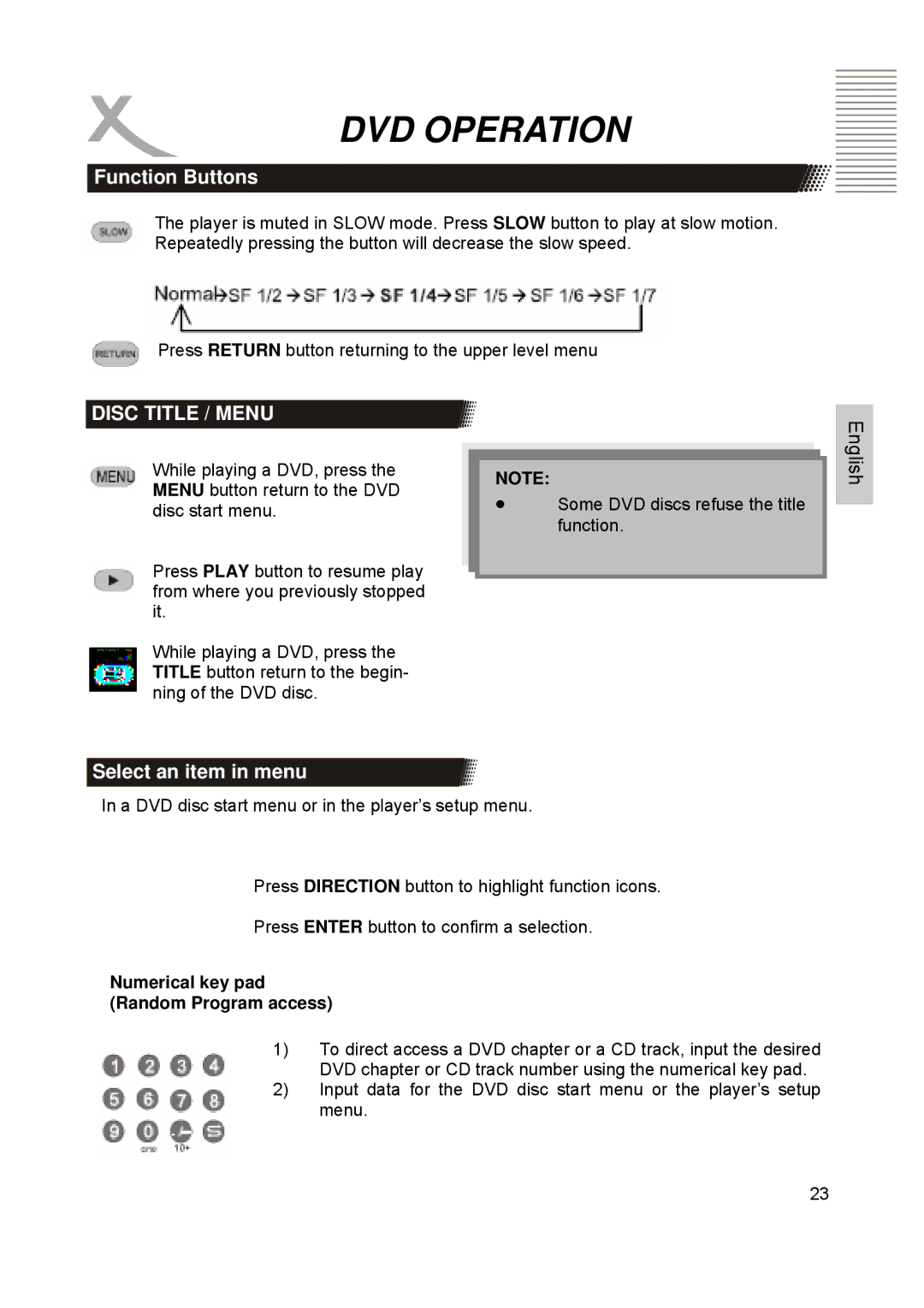 Xoro HTC1900D manual Disc Title / Menu, Select an item in menu 